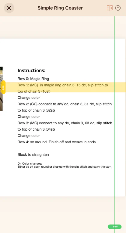 A pattern in the reader with a yellow band across one row and a green vertical line