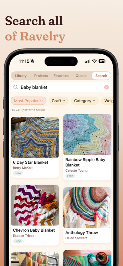 Search all of Ravelry — browse thousands of patterns with filters for craft, category, and weight