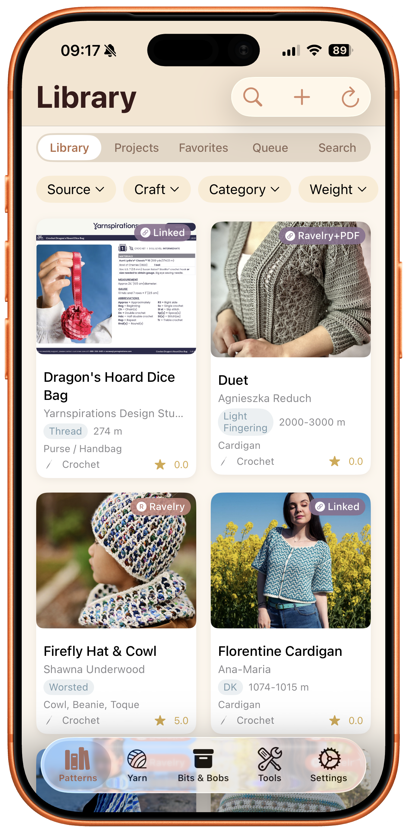 Ravelry library sync