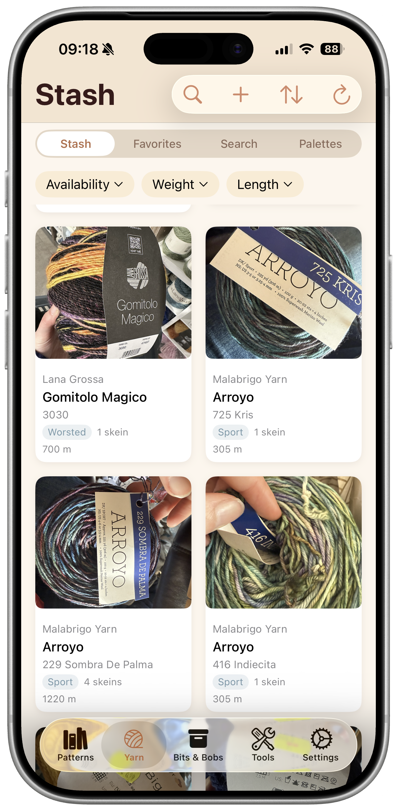 Yarn stash inventory